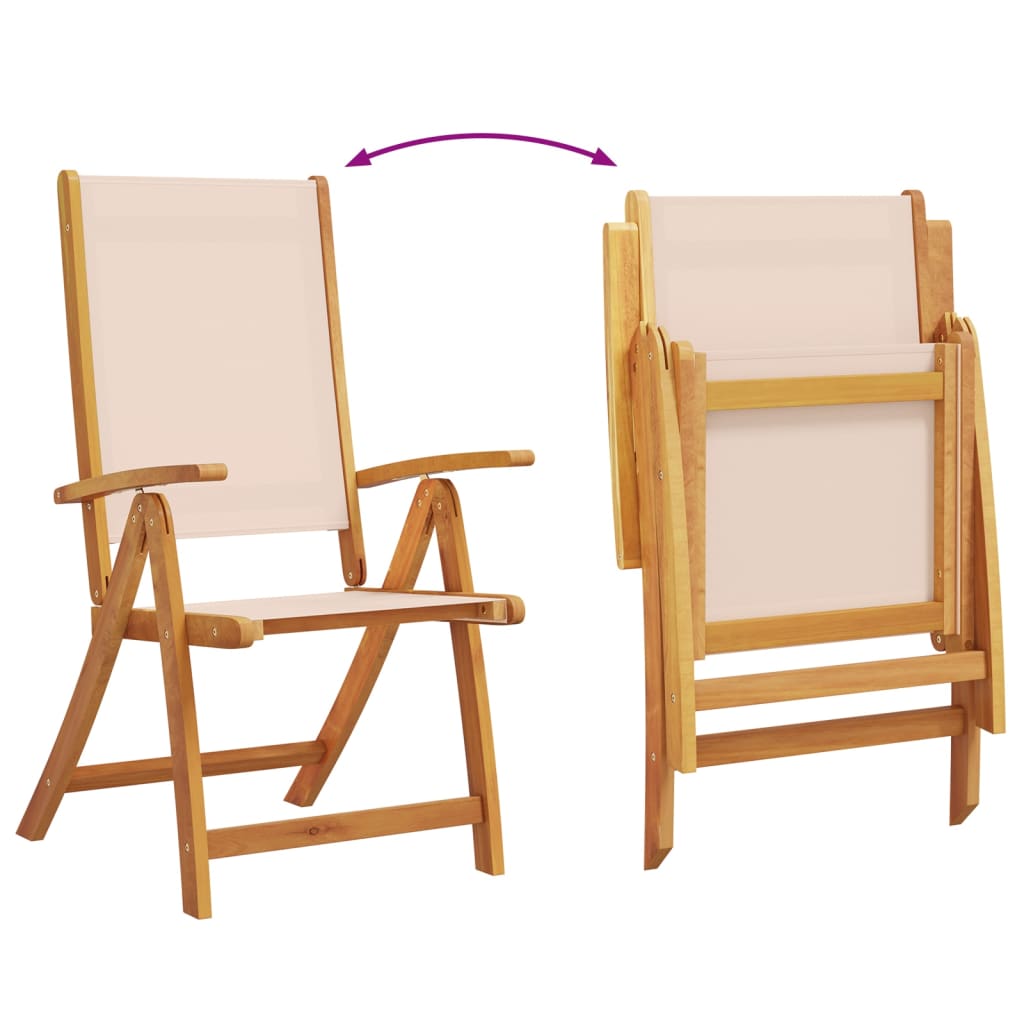 Folding Garden Chairs Set, 2 pcs, Acacia Wood & Textilene Fabric