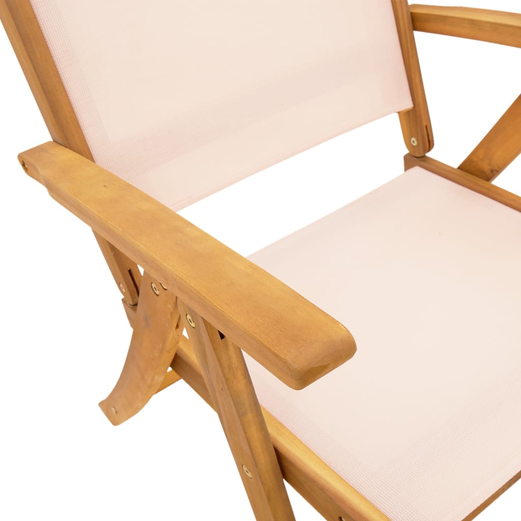 Folding Garden Chairs Set, 2 pcs, Acacia Wood & Textilene Fabric