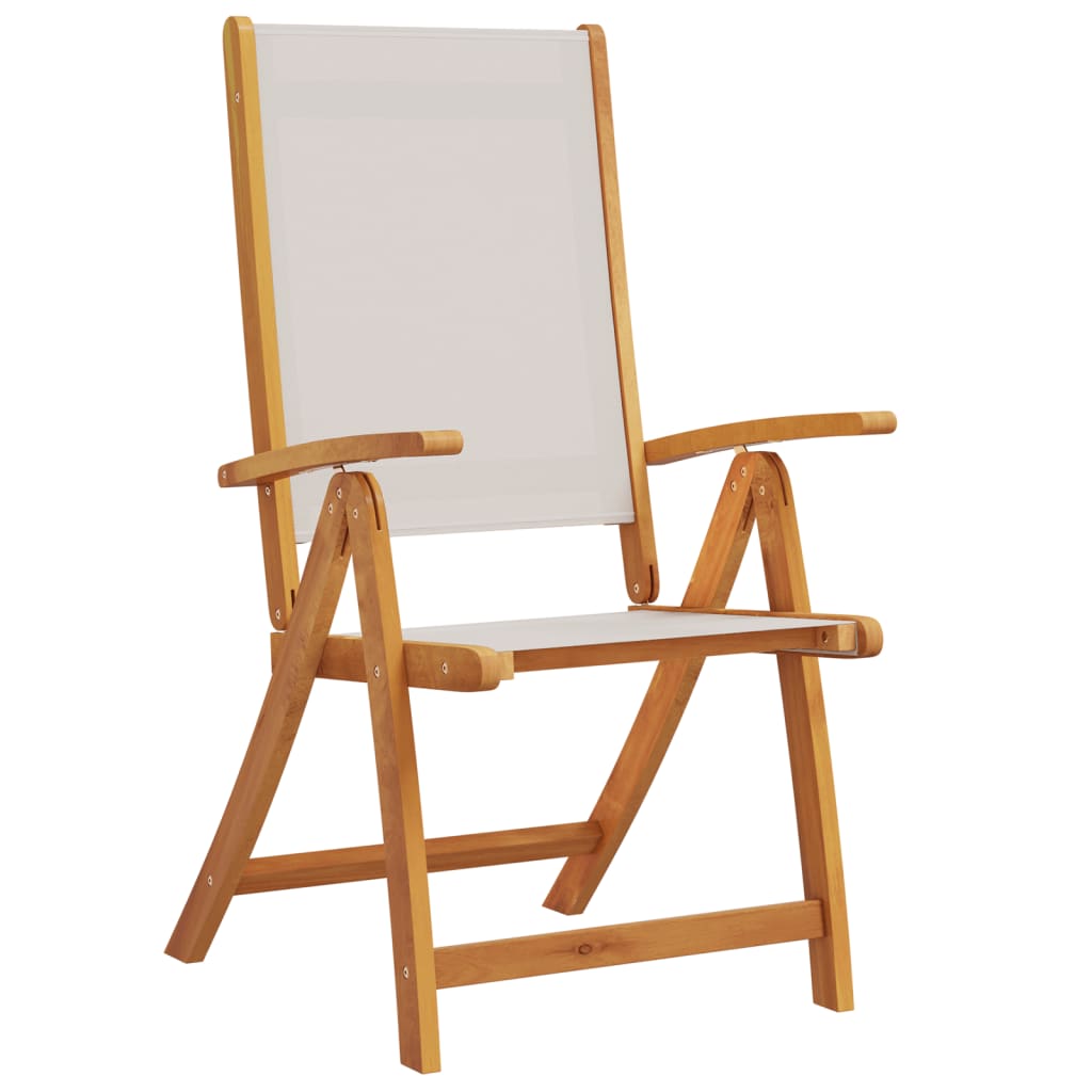 Stylish Folding Garden Chairs Set, Solid Acacia & Textilene, 2 Pcs