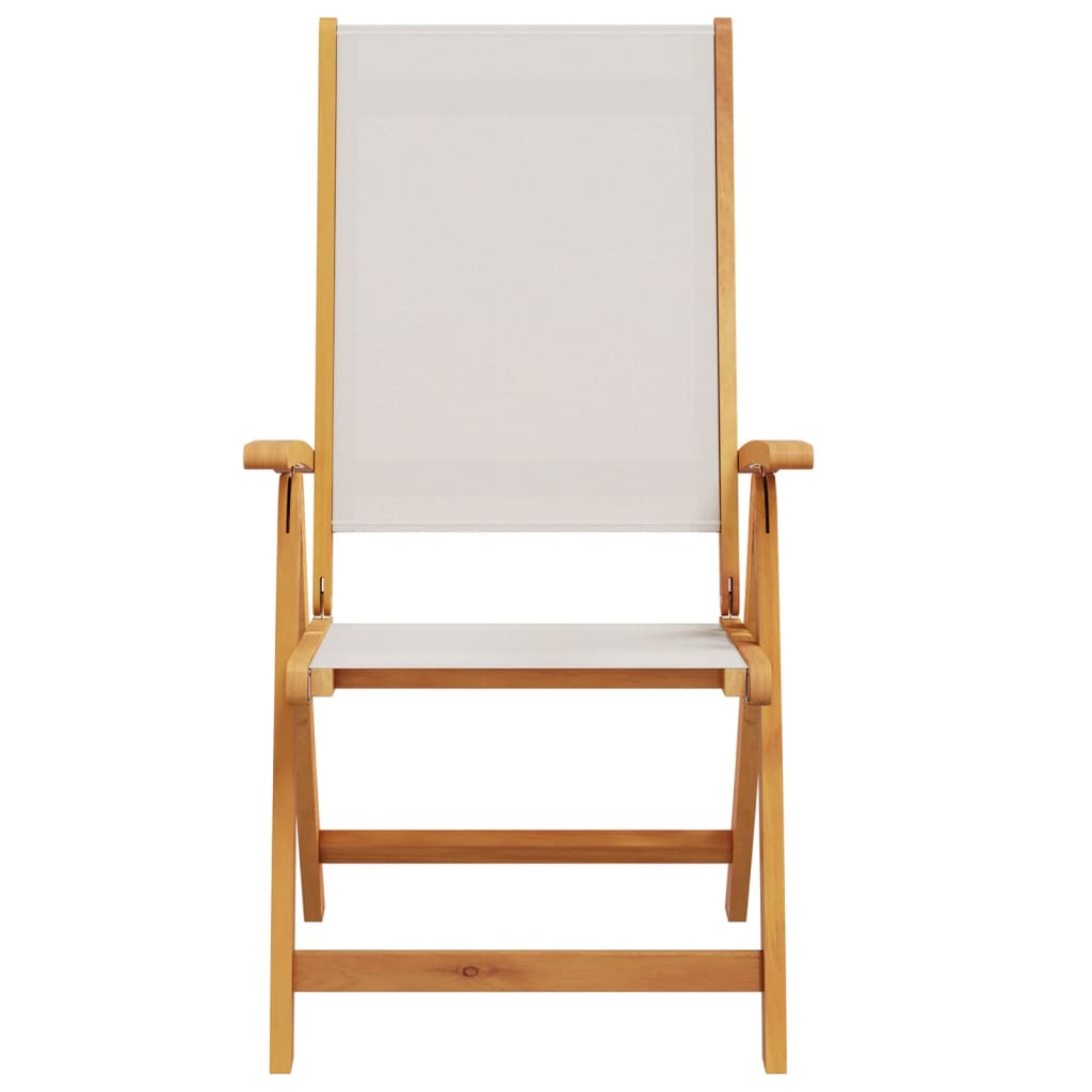 Stylish Folding Garden Chairs Set, Solid Acacia & Textilene, 2 Pcs