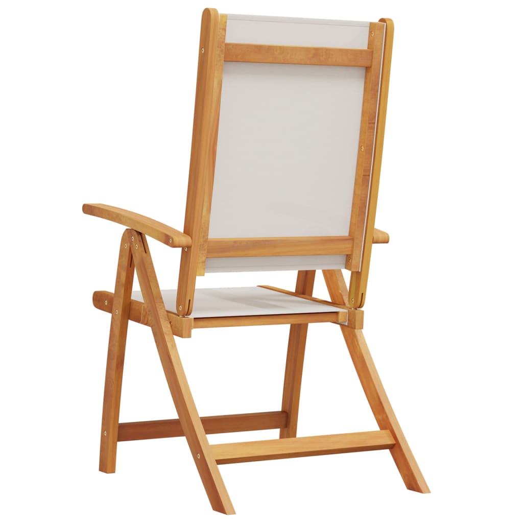 Stylish Folding Garden Chairs Set, Solid Acacia & Textilene, 2 Pcs