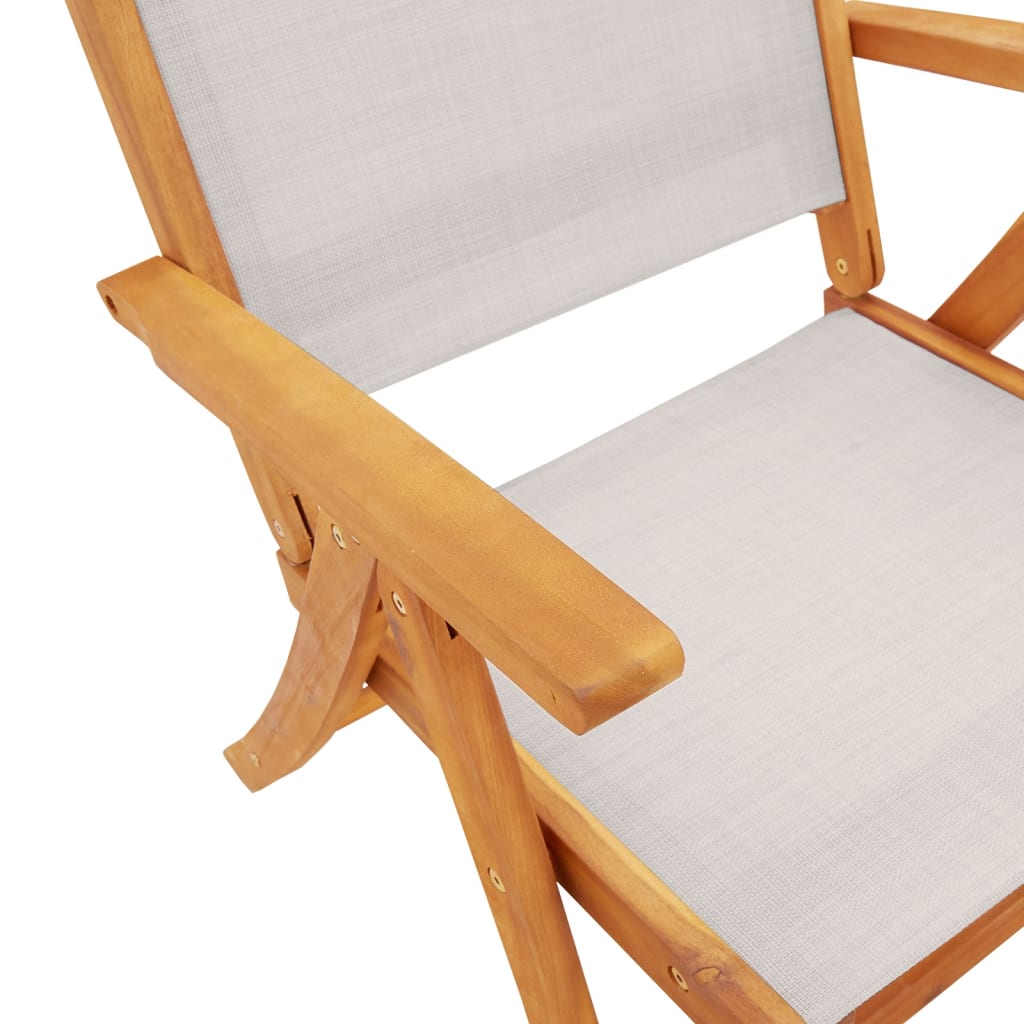 Stylish Folding Garden Chairs Set, Solid Acacia & Textilene, 2 Pcs