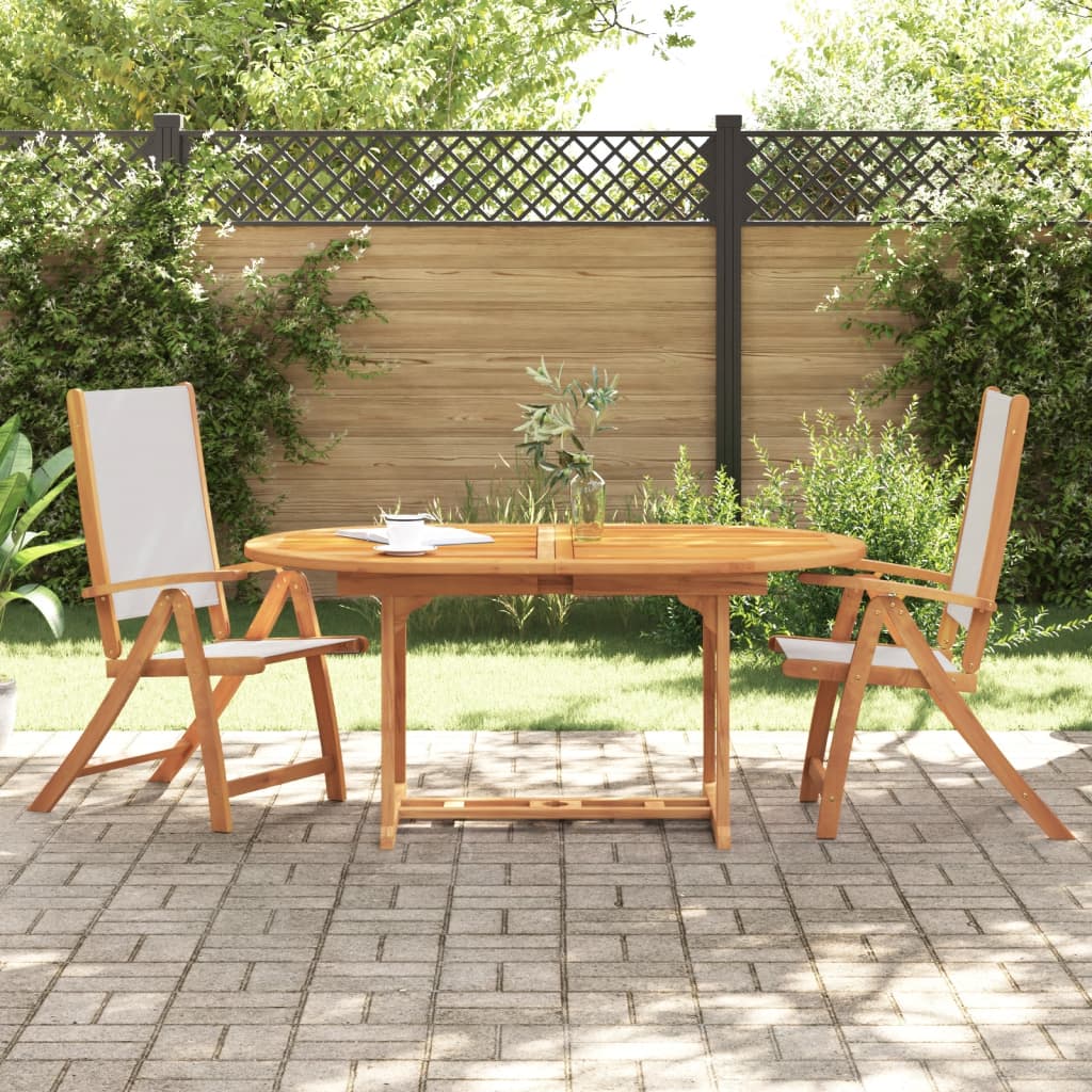 Stylish Folding Garden Chairs Set, Solid Acacia & Textilene, 2 Pcs