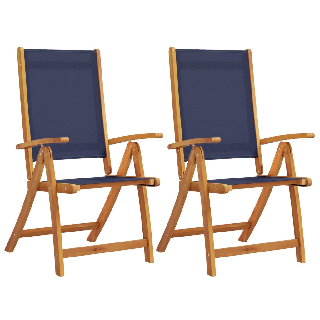 Acacia Wood & Textilene Folding Garden Chairs Set of 2