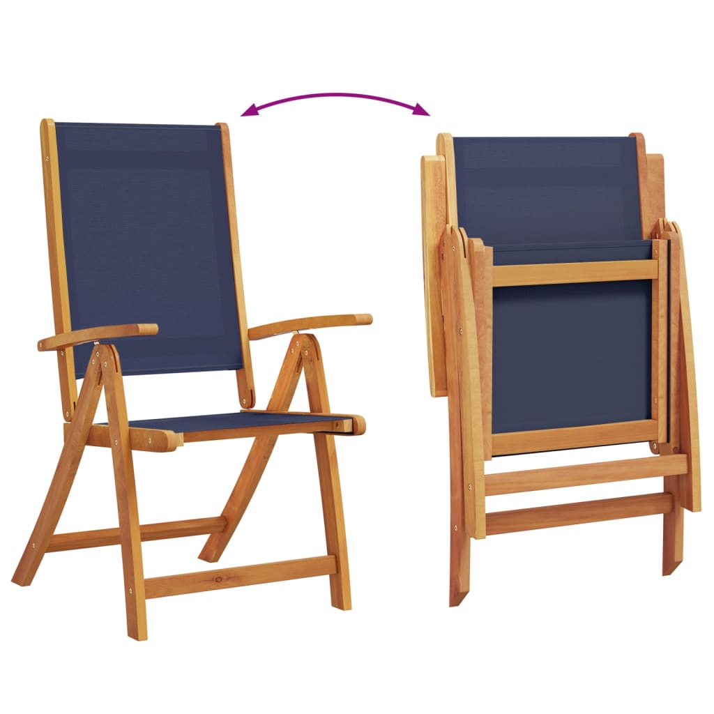 Acacia Wood & Textilene Folding Garden Chairs Set of 2