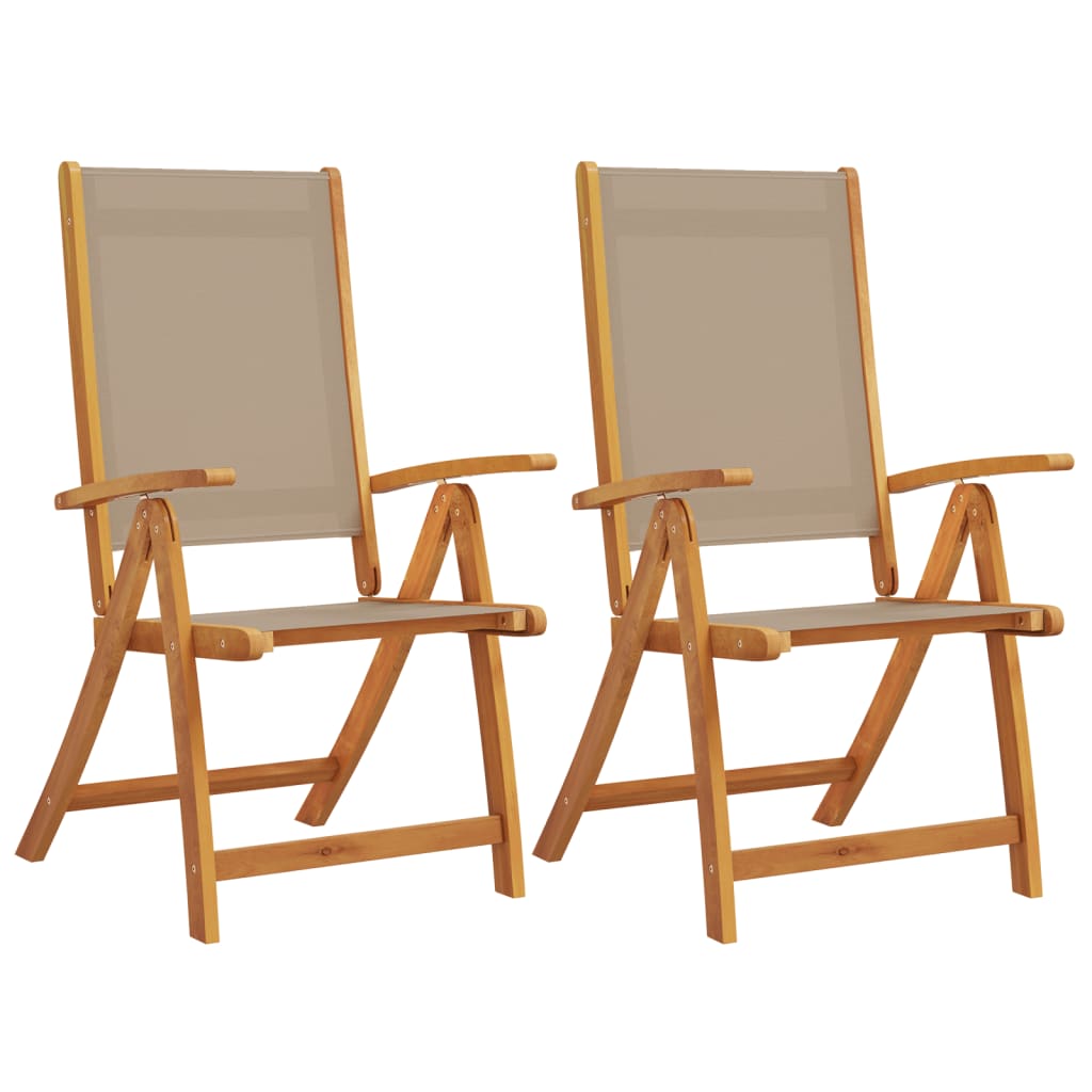 2-Piece Acacia & Textilene Folding Garden Chairs - Durable & Stylish