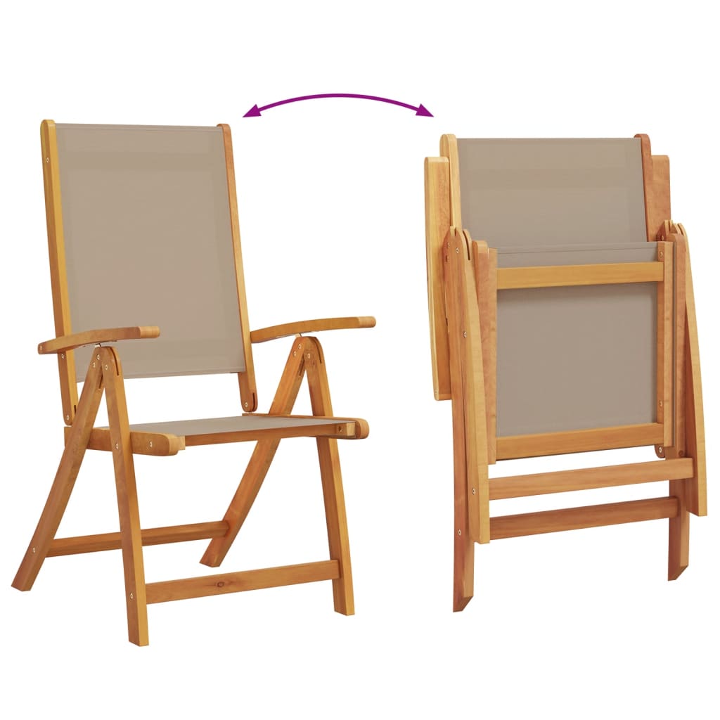 2-Piece Acacia & Textilene Folding Garden Chairs - Durable & Stylish