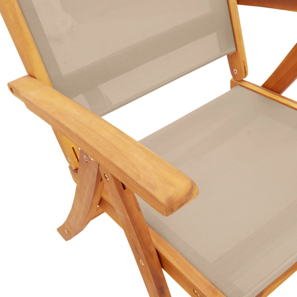 2-Piece Acacia & Textilene Folding Garden Chairs - Durable & Stylish