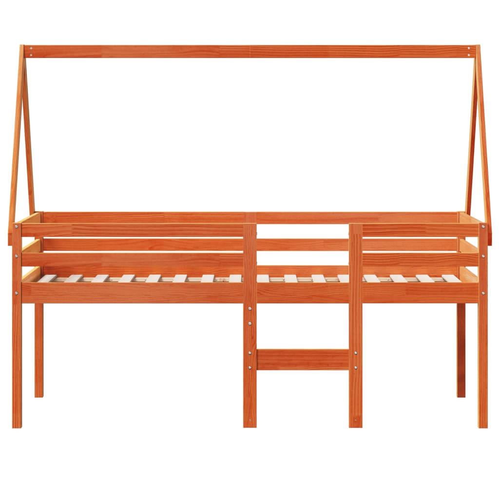 High Sleeper Bed without Mattress Wax Brown 90x200 cm Solid Wood Pine