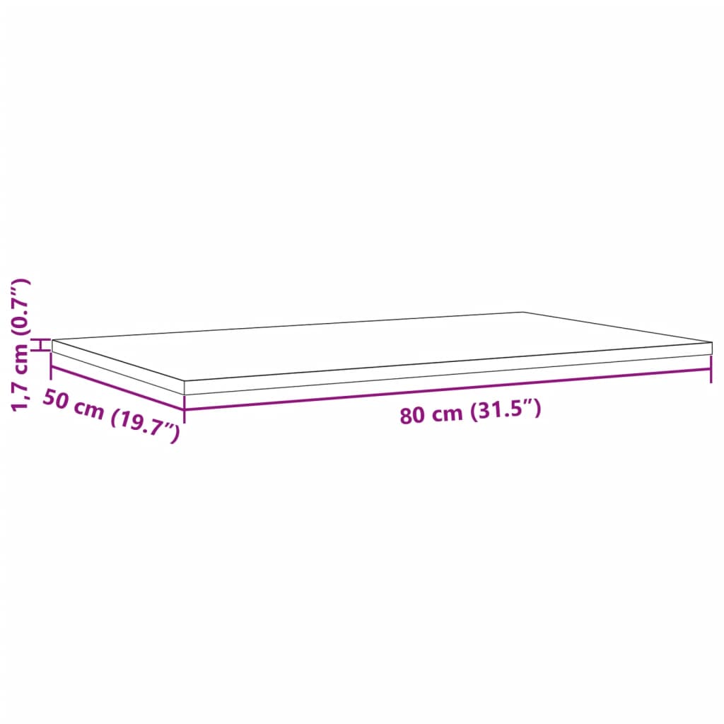 Solid Pine Wood Table Top 80x50 cm – Rectangular & Durable