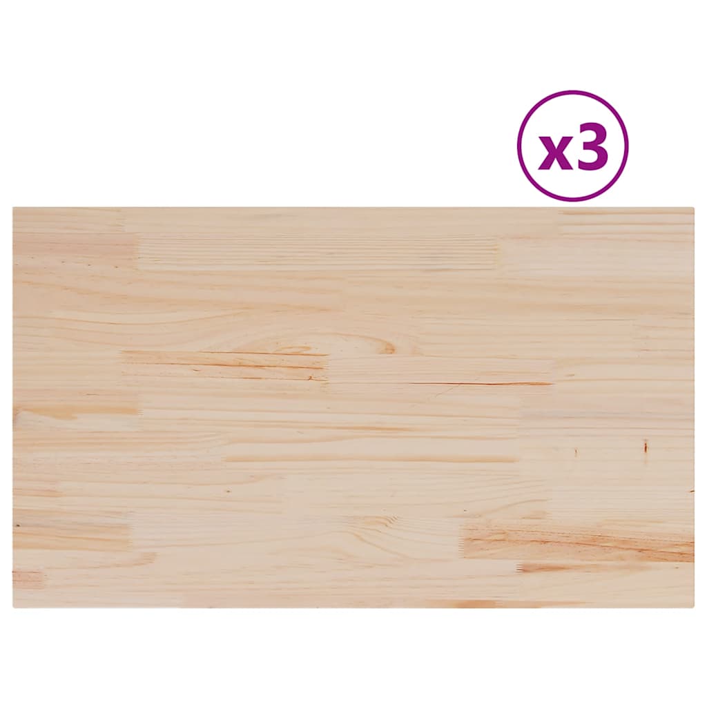 Solid Pine Wood Rectangular Table Tops Set - 80x47 cm, 3 Pcs
