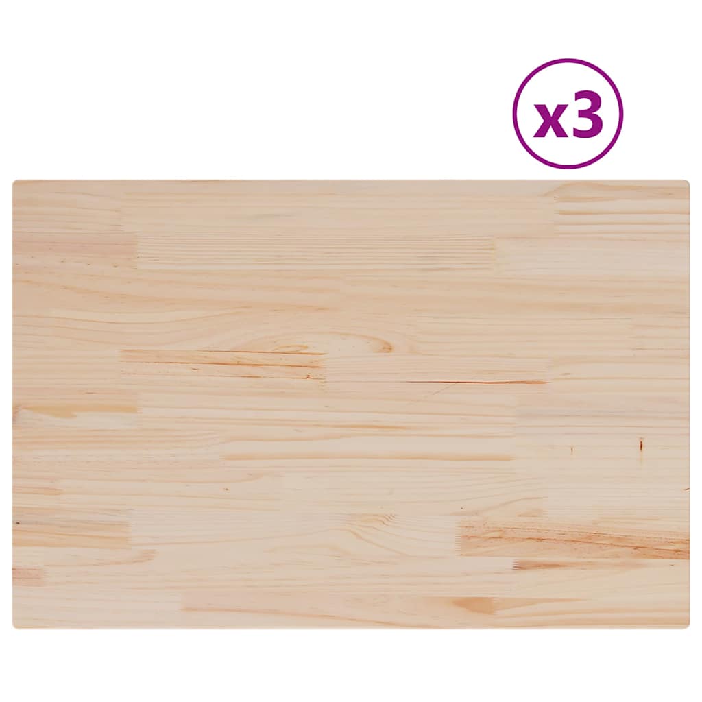 Solid Pine Table Tops Set - 3 Pcs, 80x53x1.7 cm, Rectangular