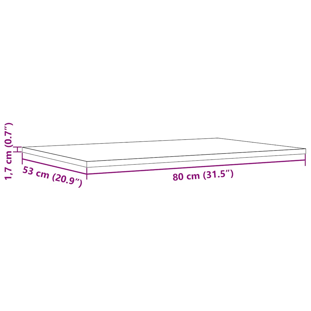 Solid Pine Table Tops Set - 3 Pcs, 80x53x1.7 cm, Rectangular