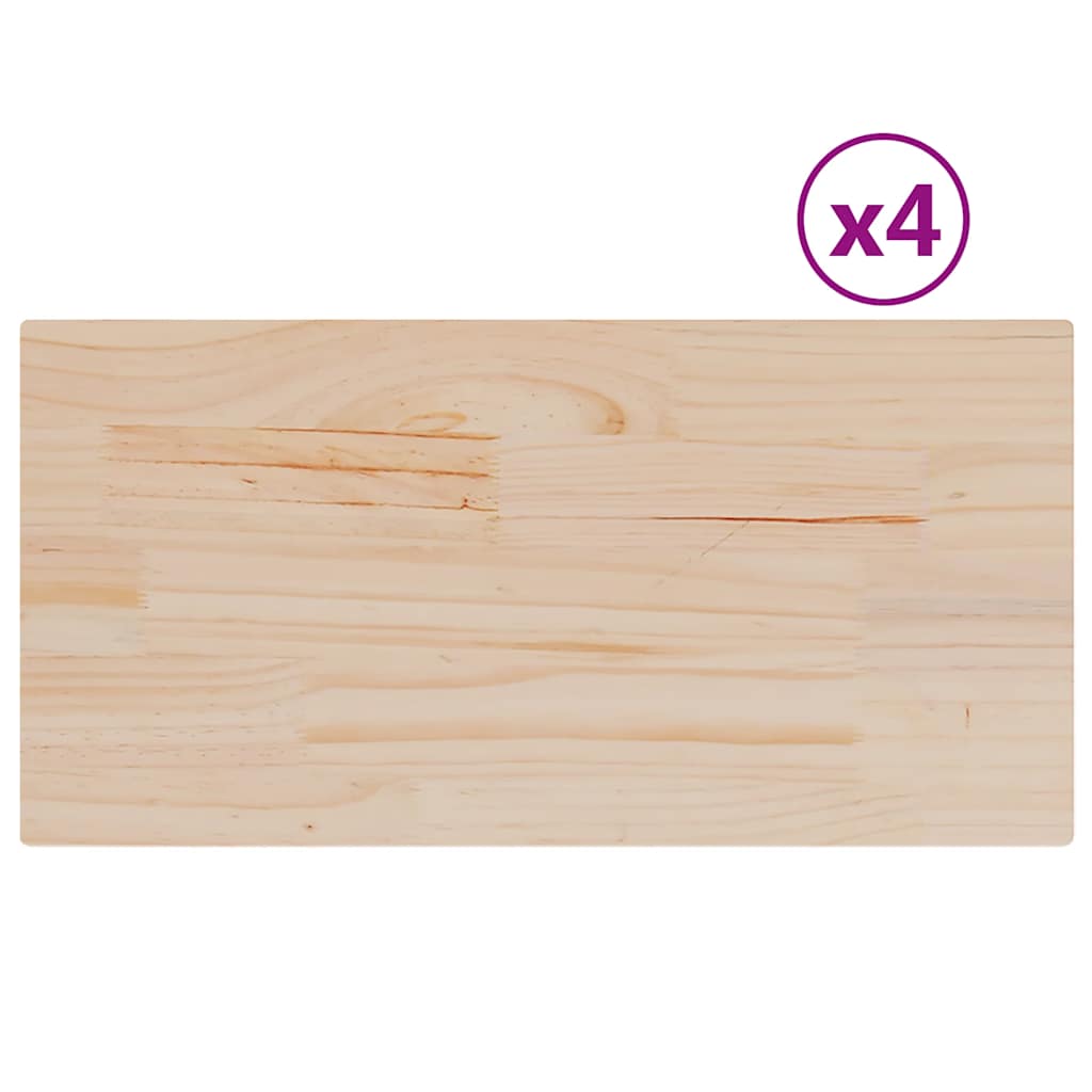 Solid Pine Table Tops Set - 4 pcs, 90x45x1.7 cm, Rectangular