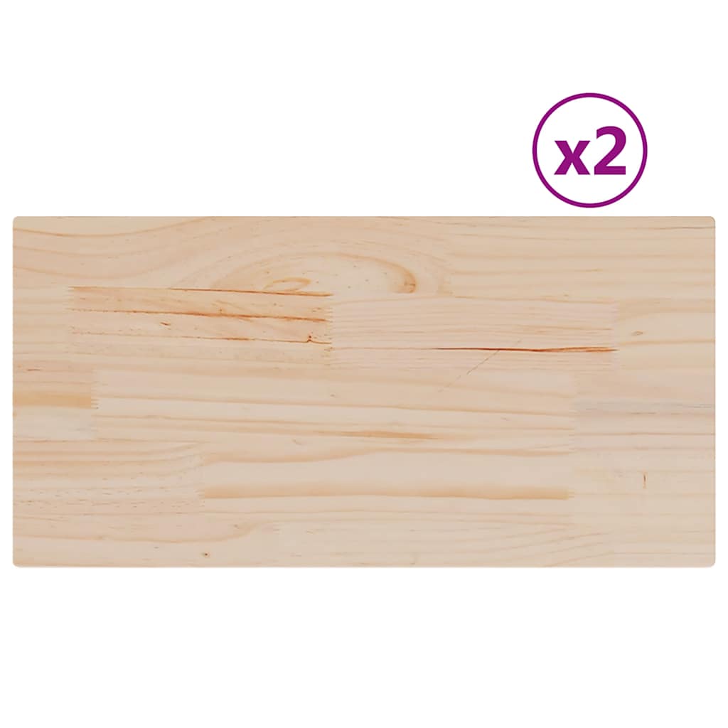 Solid Pine Wood Rectangular Table Tops, Set of 2, 60x30x2.5 cm