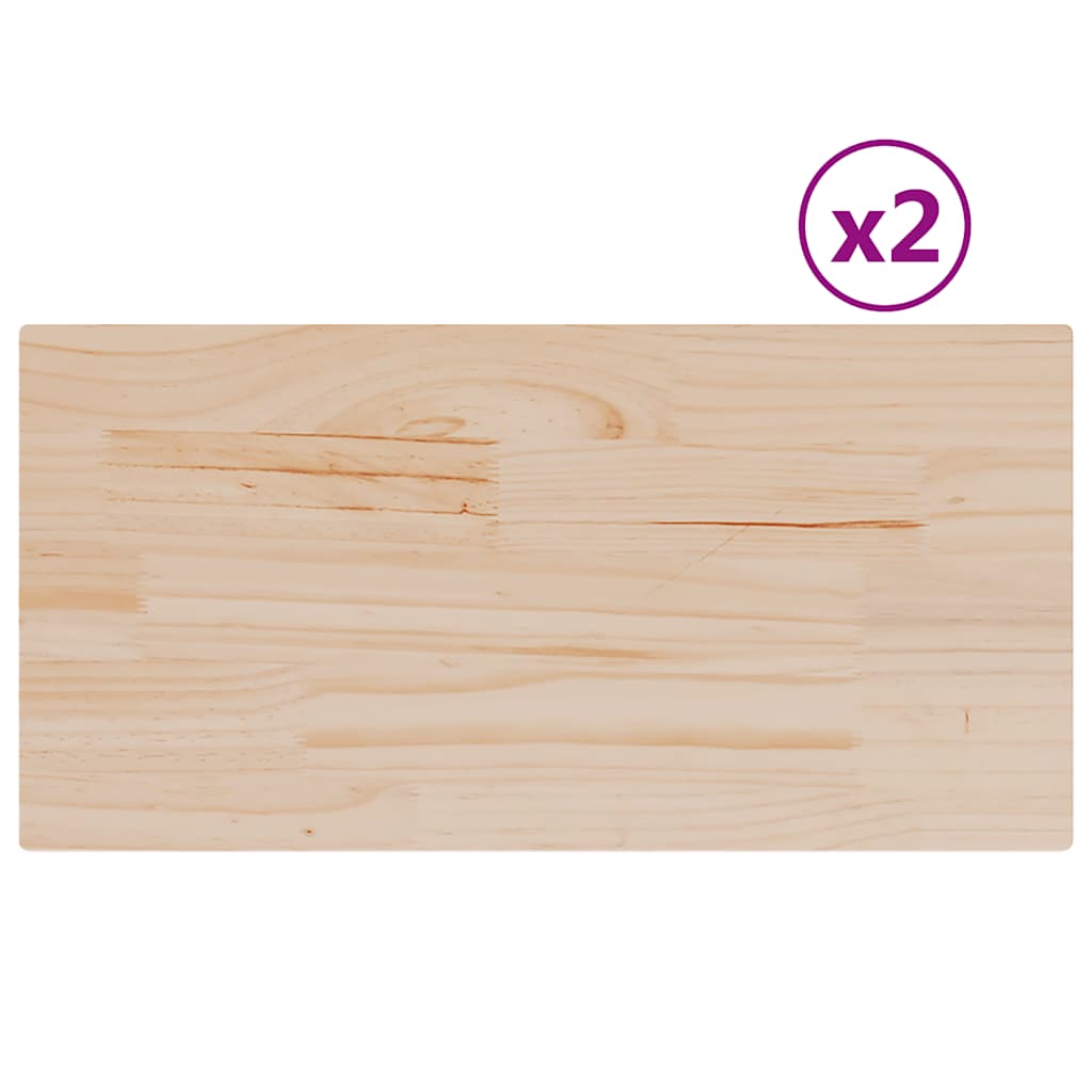 Solid Pine Rectangular Table Tops, 2 Pcs, 90x45x2.5 cm