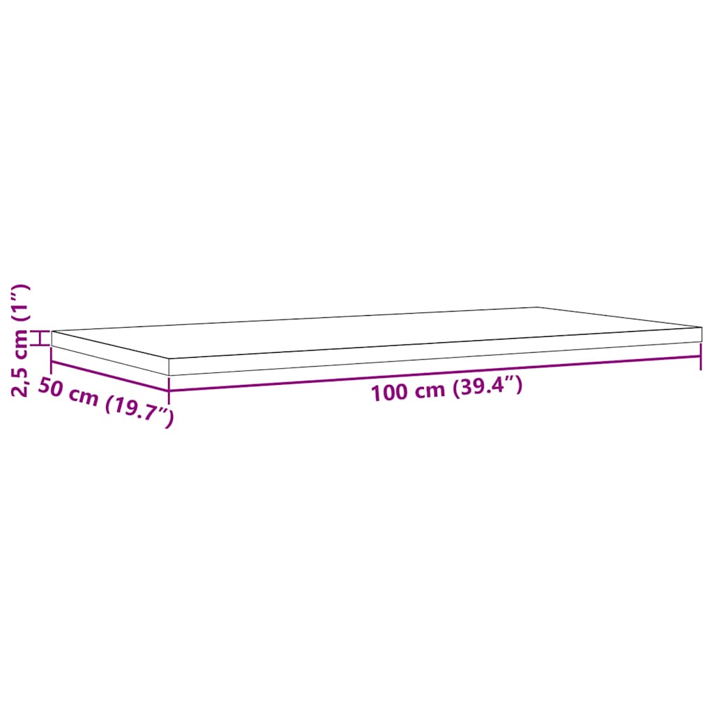 Solid Pine Wood Table Top - 100x50x2.5 cm Rectangular Design