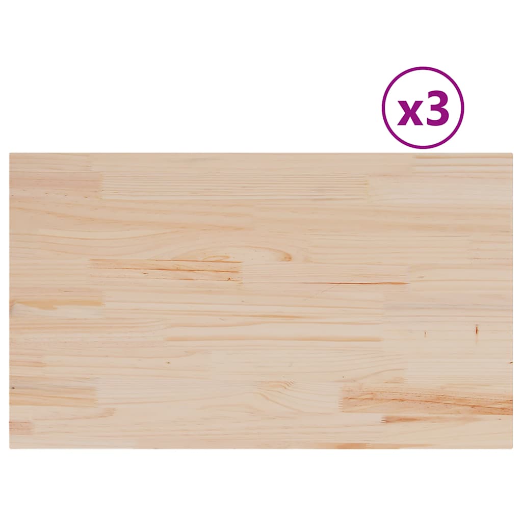 Solid Pine Table Tops Set - 3 Pcs, 80x47x2.5 cm, Rectangular