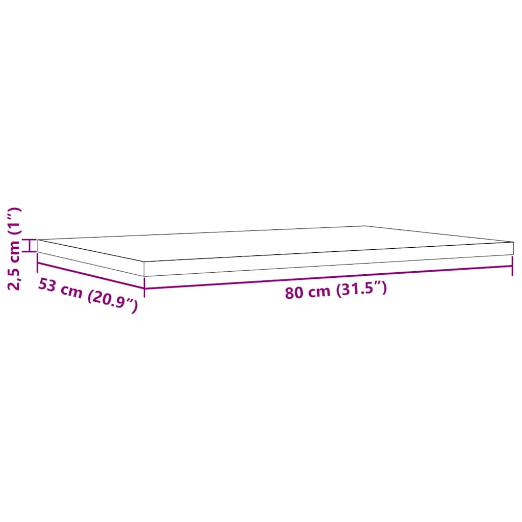 Solid Pine Table Tops Set - 3 pcs, 80x53x2.5 cm, Rectangular
