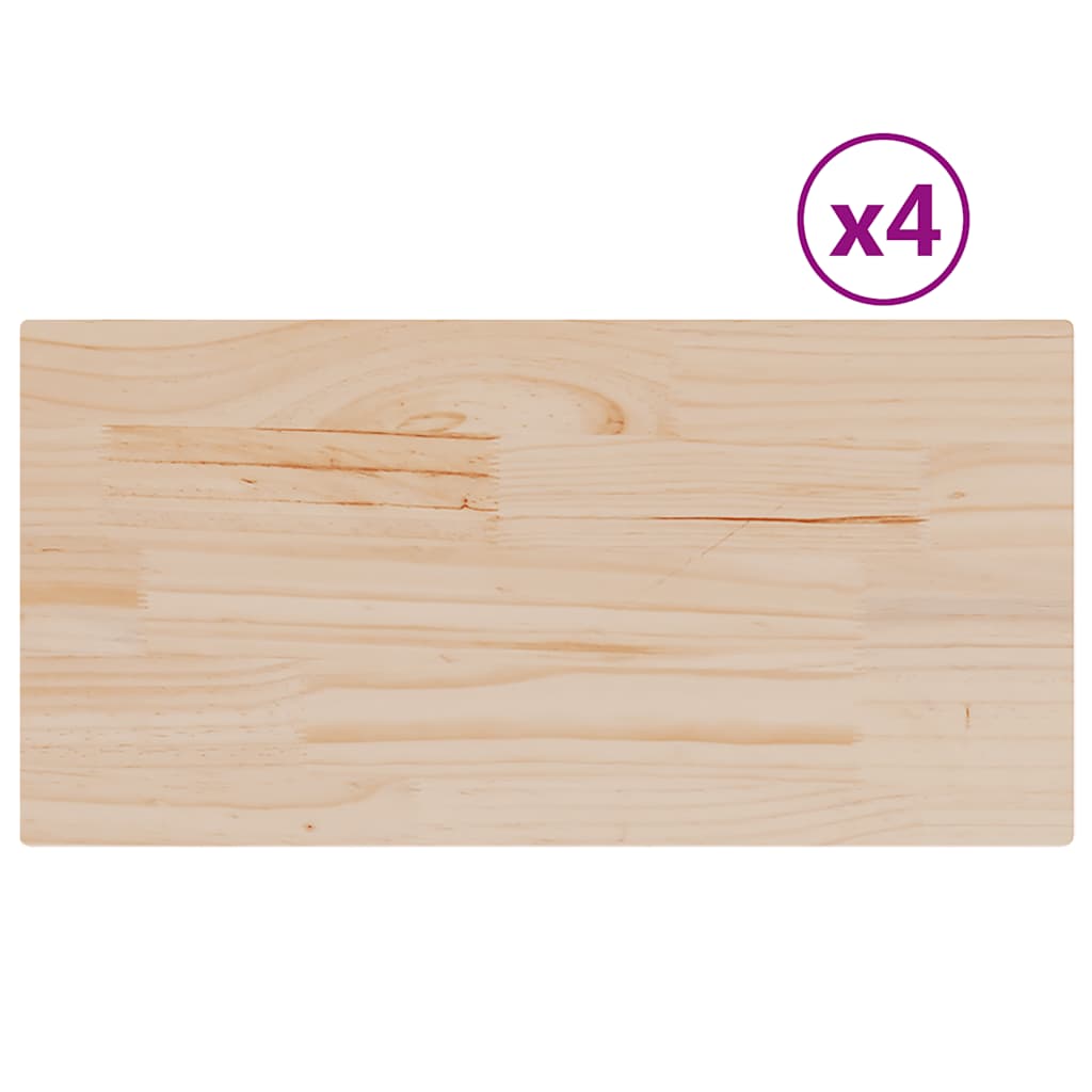 Solid Pine Table Tops Set - 4pcs, 90x45x2.5 cm, Rectangular