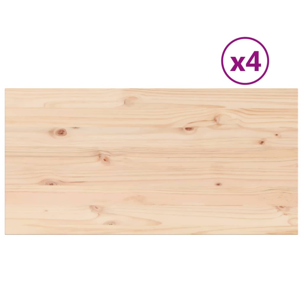 Solid Wood Pine Table Tops Set - 4 Pcs, 100x50x2.5 cm Rectangular
