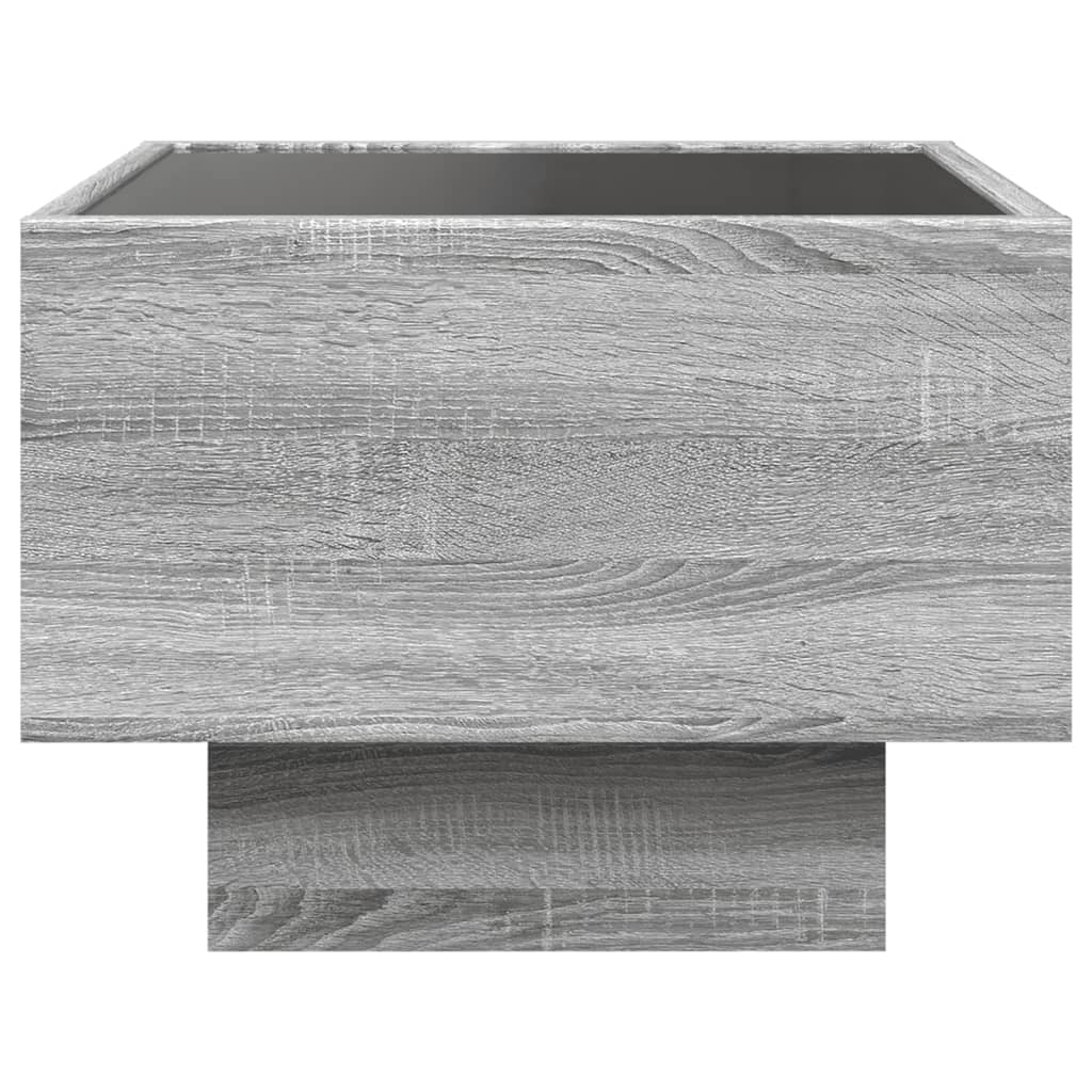 Side Table with LED Grey Sonoma 40x40x30 cm Engineered Wood