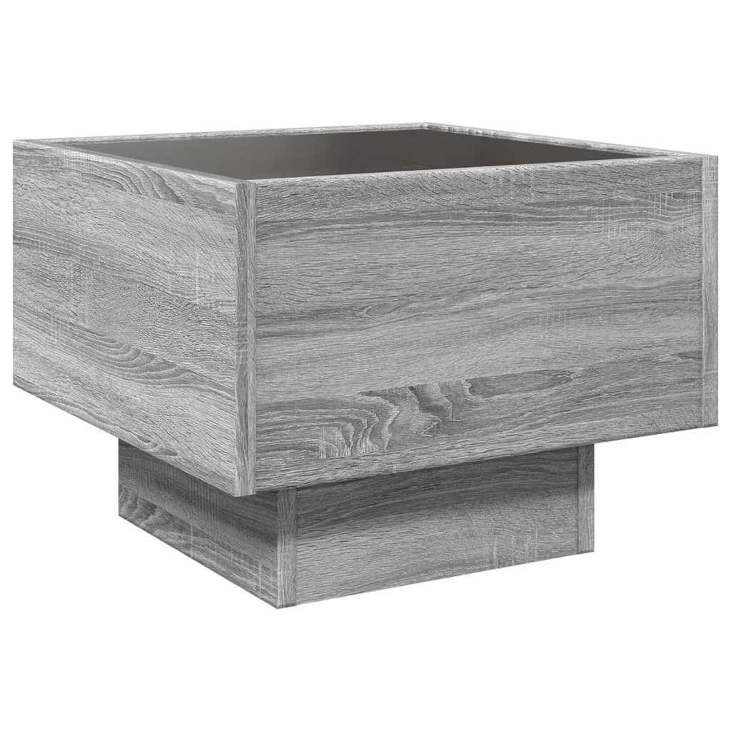 Side Table with LED Grey Sonoma 40x40x30 cm Engineered Wood