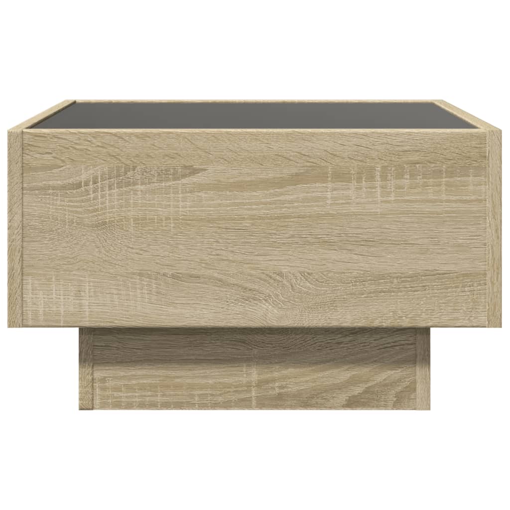 Coffee Table with LED Sonoma Oak 50x50x30 cm Engineered Wood