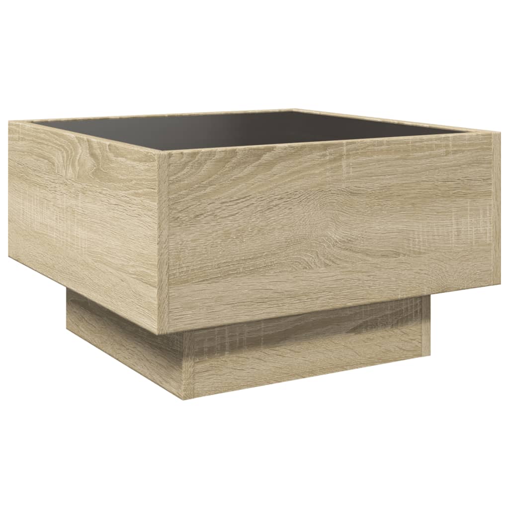 Coffee Table with LED Sonoma Oak 50x50x30 cm Engineered Wood