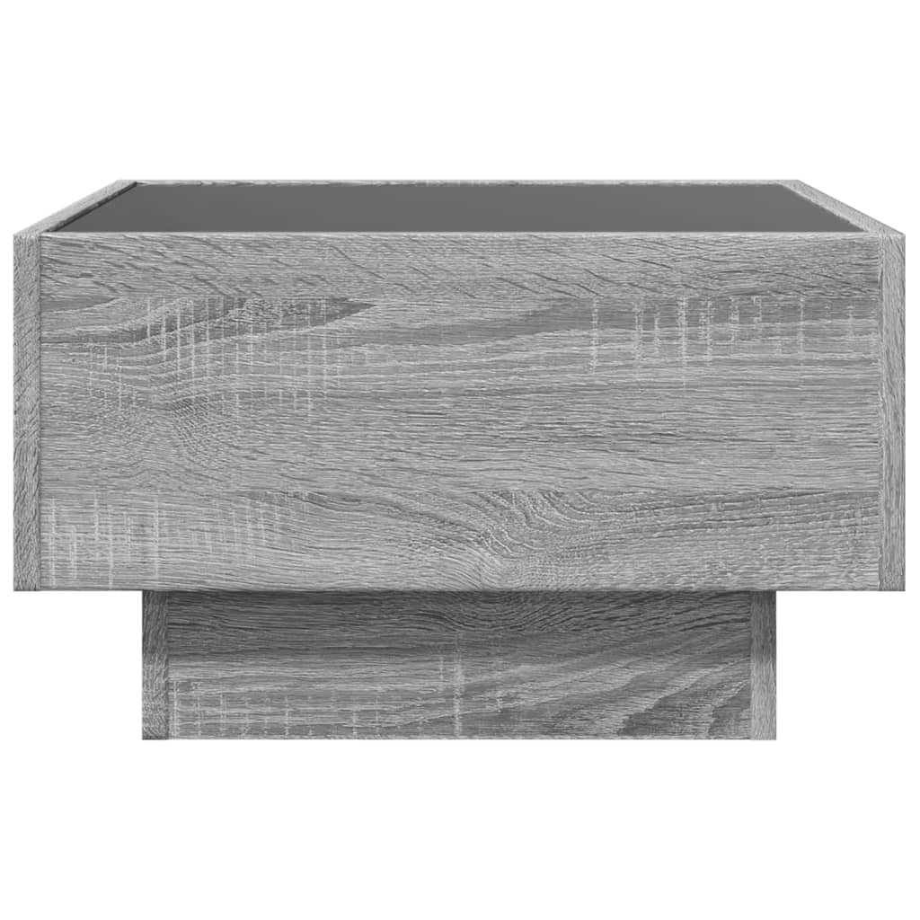 Coffee Table with LED Grey Sonoma 50x50x30 cm Engineered Wood