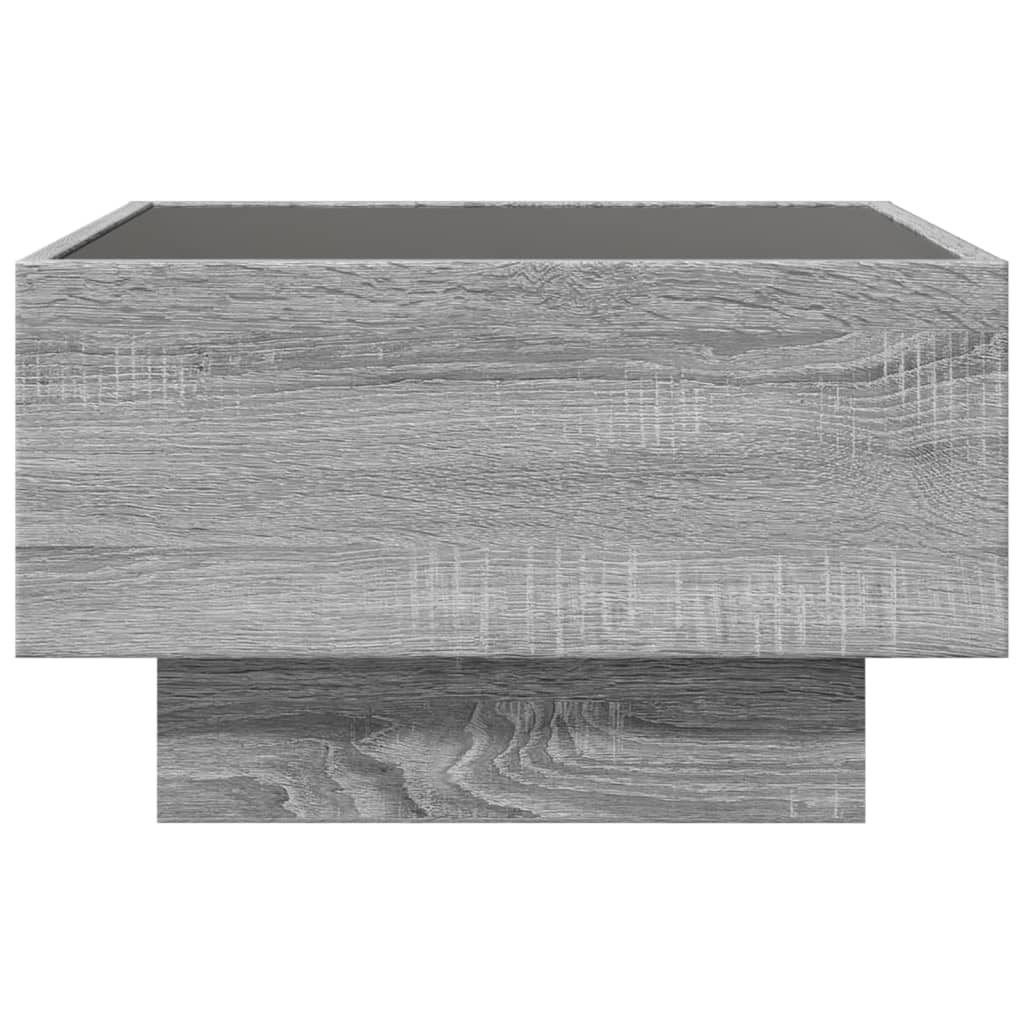 Coffee Table with LED Grey Sonoma 50x50x30 cm Engineered Wood