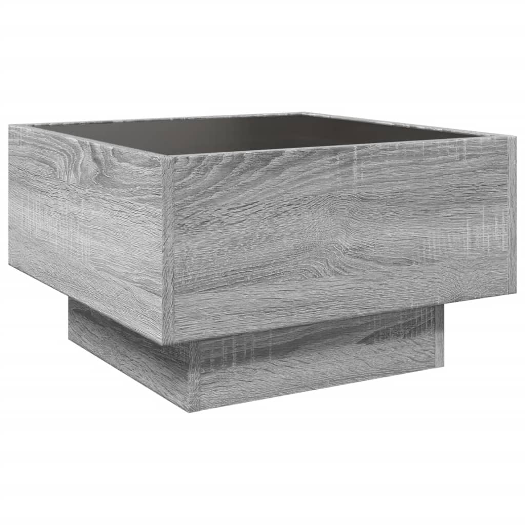 Coffee Table with LED Grey Sonoma 50x50x30 cm Engineered Wood