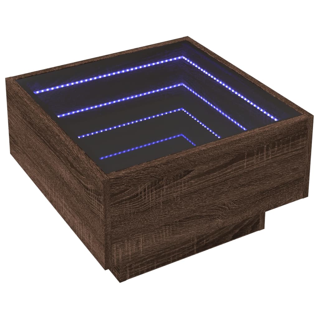 Coffee Table with LED Brown Oak 50x50x30 cm Engineered Wood