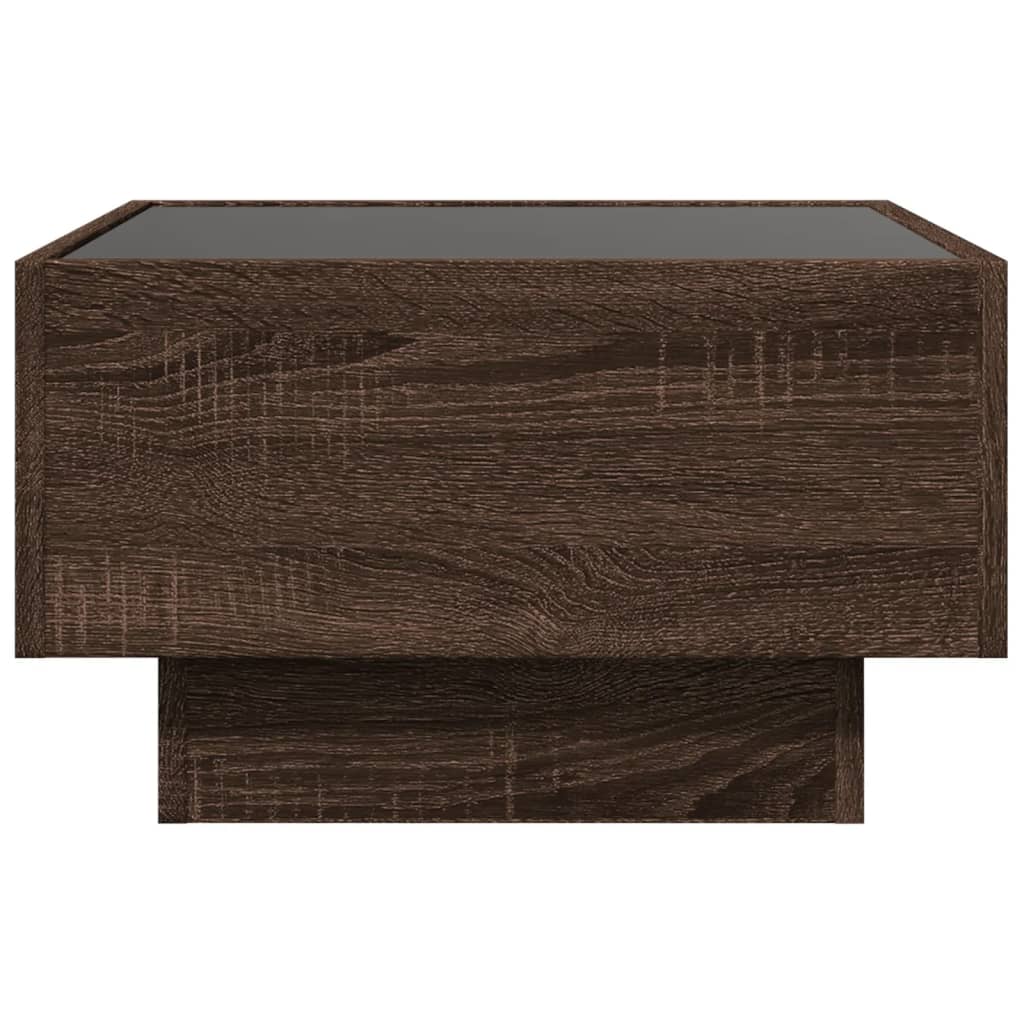 Coffee Table with LED Brown Oak 50x50x30 cm Engineered Wood