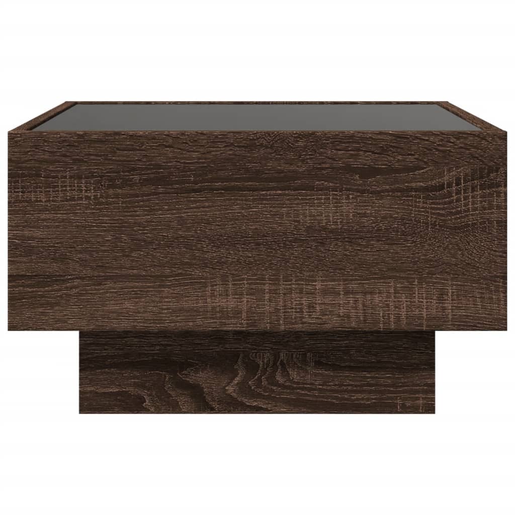 Coffee Table with LED Brown Oak 50x50x30 cm Engineered Wood