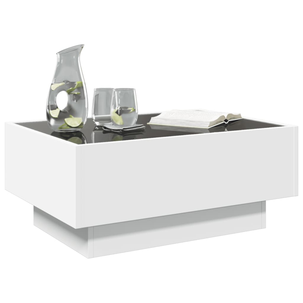 Coffee Table with LED White 70x50x30 cm Engineered Wood
