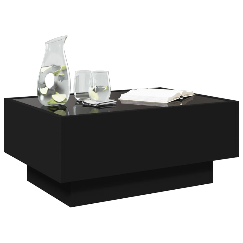 Coffee Table with LED Black 70x50x30 cm Engineered Wood