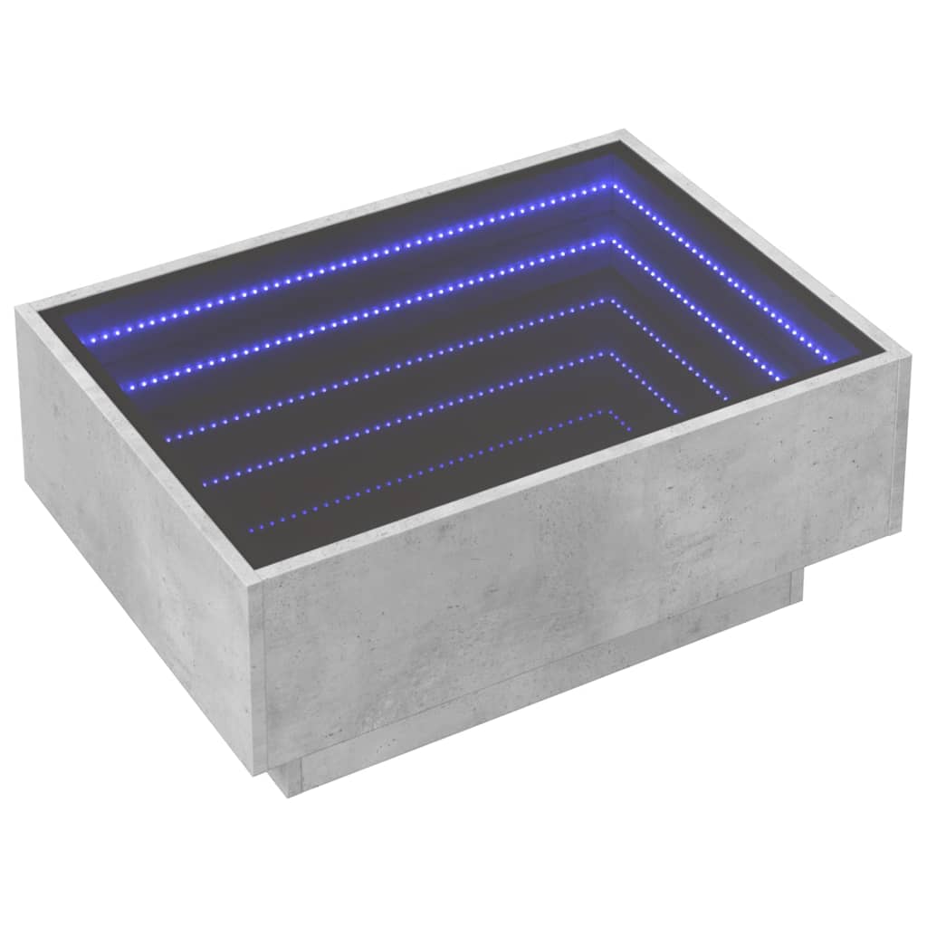 Coffee Table with LED Concrete Grey 70x50x30 cm Engineered Wood