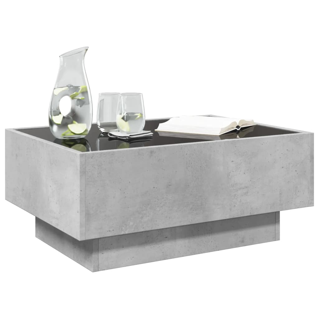 Coffee Table with LED Concrete Grey 70x50x30 cm Engineered Wood