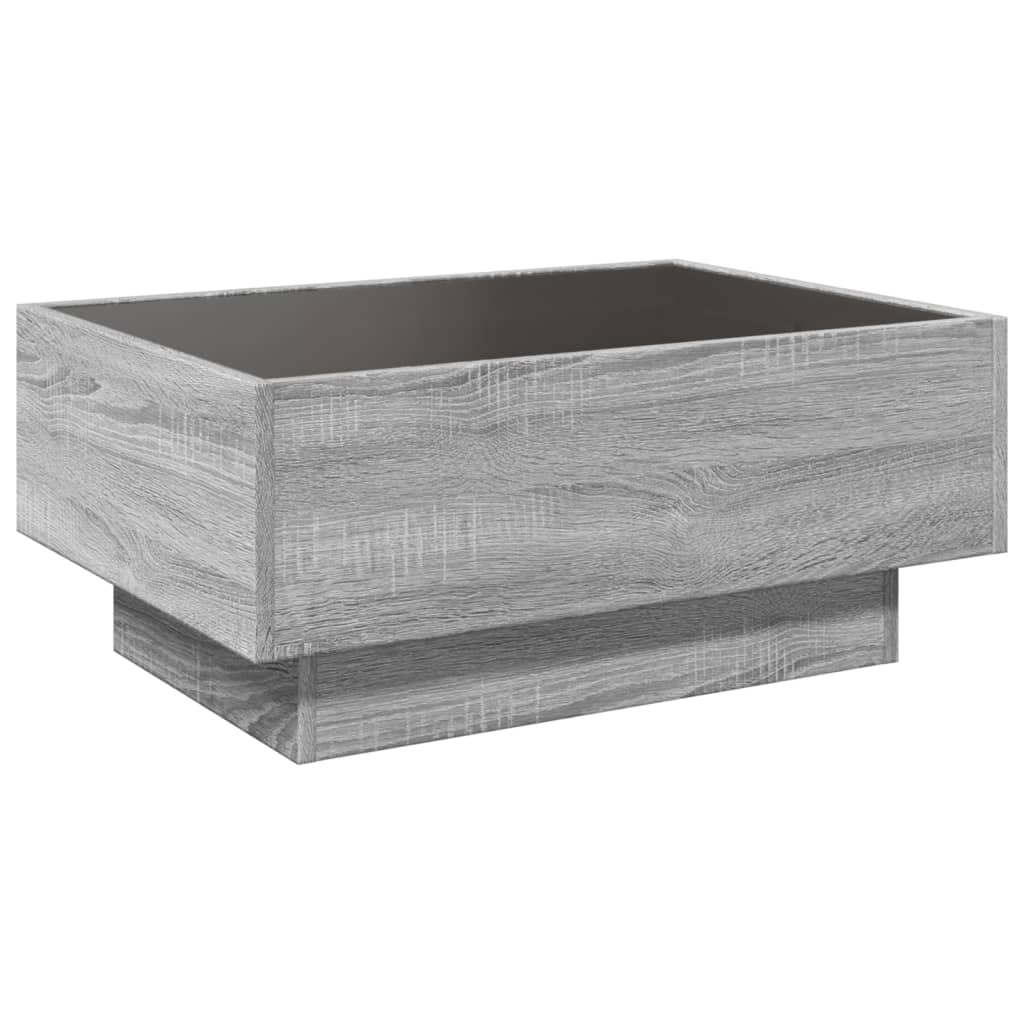 Coffee Table with LED Grey Sonoma 70x50x30 cm Engineered Wood