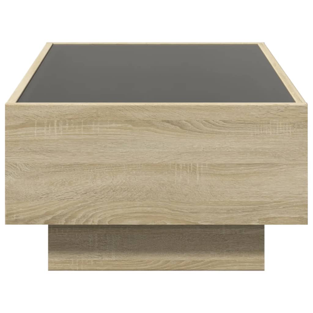 Coffee Table with LED Sonoma Oak 90x50x30 cm Engineered Wood
