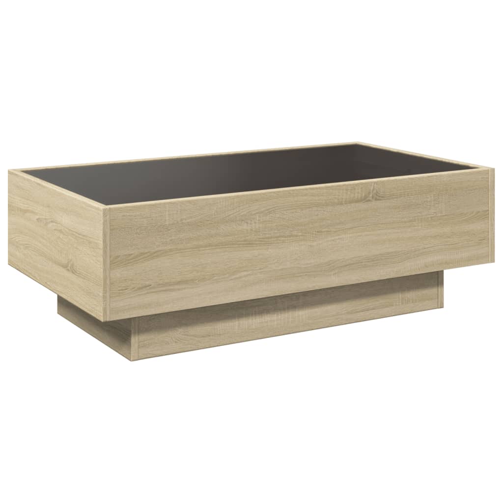 Coffee Table with LED Sonoma Oak 90x50x30 cm Engineered Wood