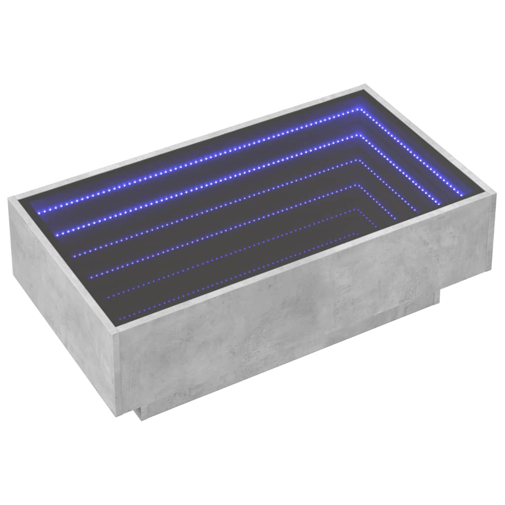 Coffee Table with LED Concrete Grey 90x50x30 cm Engineered Wood
