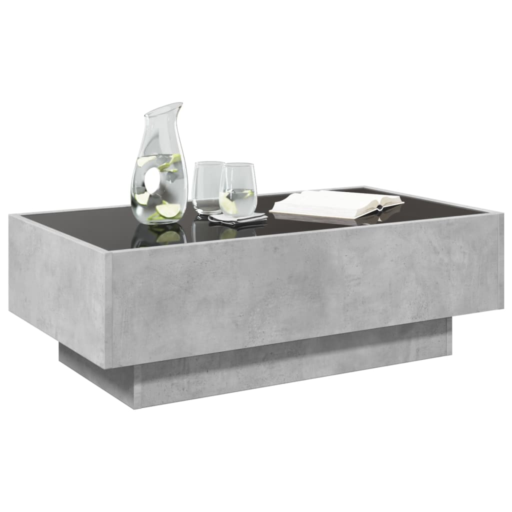 Coffee Table with LED Concrete Grey 90x50x30 cm Engineered Wood