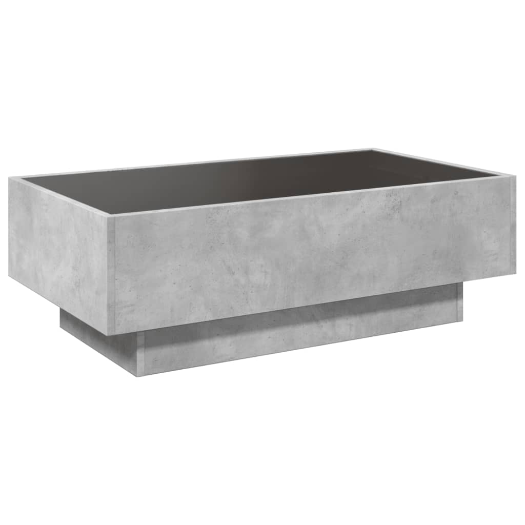 Coffee Table with LED Concrete Grey 90x50x30 cm Engineered Wood