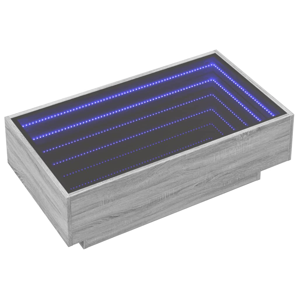 Coffee Table with LED Grey Sonoma 90x50x30 cm Engineered Wood