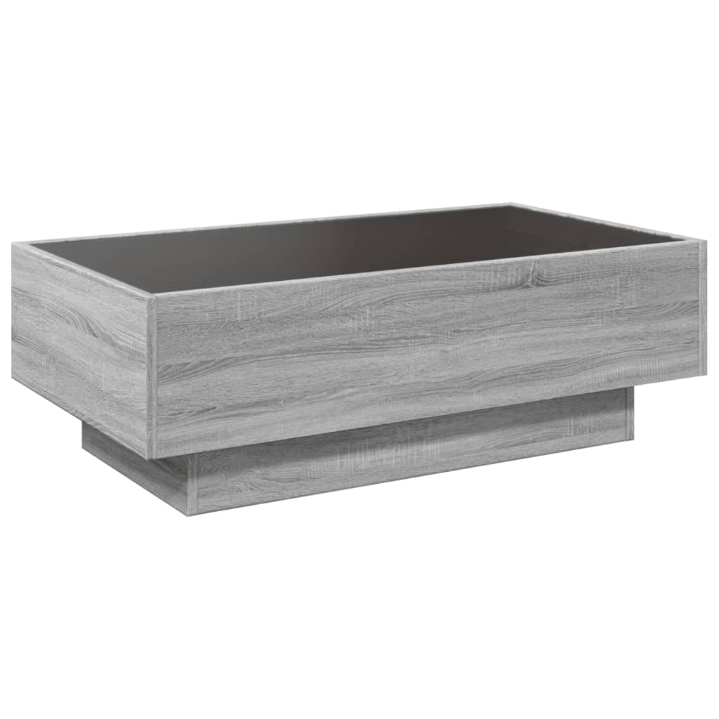 Coffee Table with LED Grey Sonoma 90x50x30 cm Engineered Wood