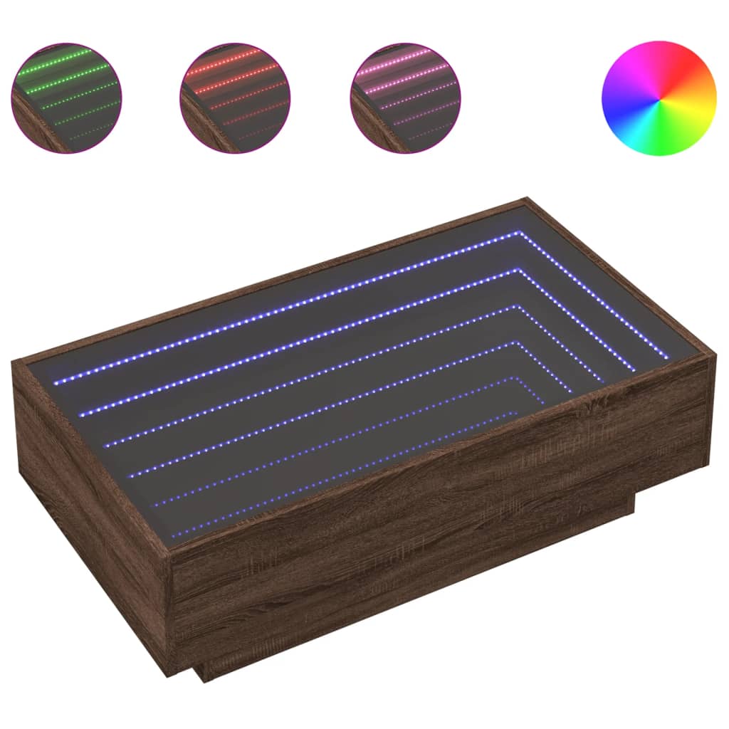 Coffee Table with LED Brown Oak 90x50x30 cm Engineered Wood