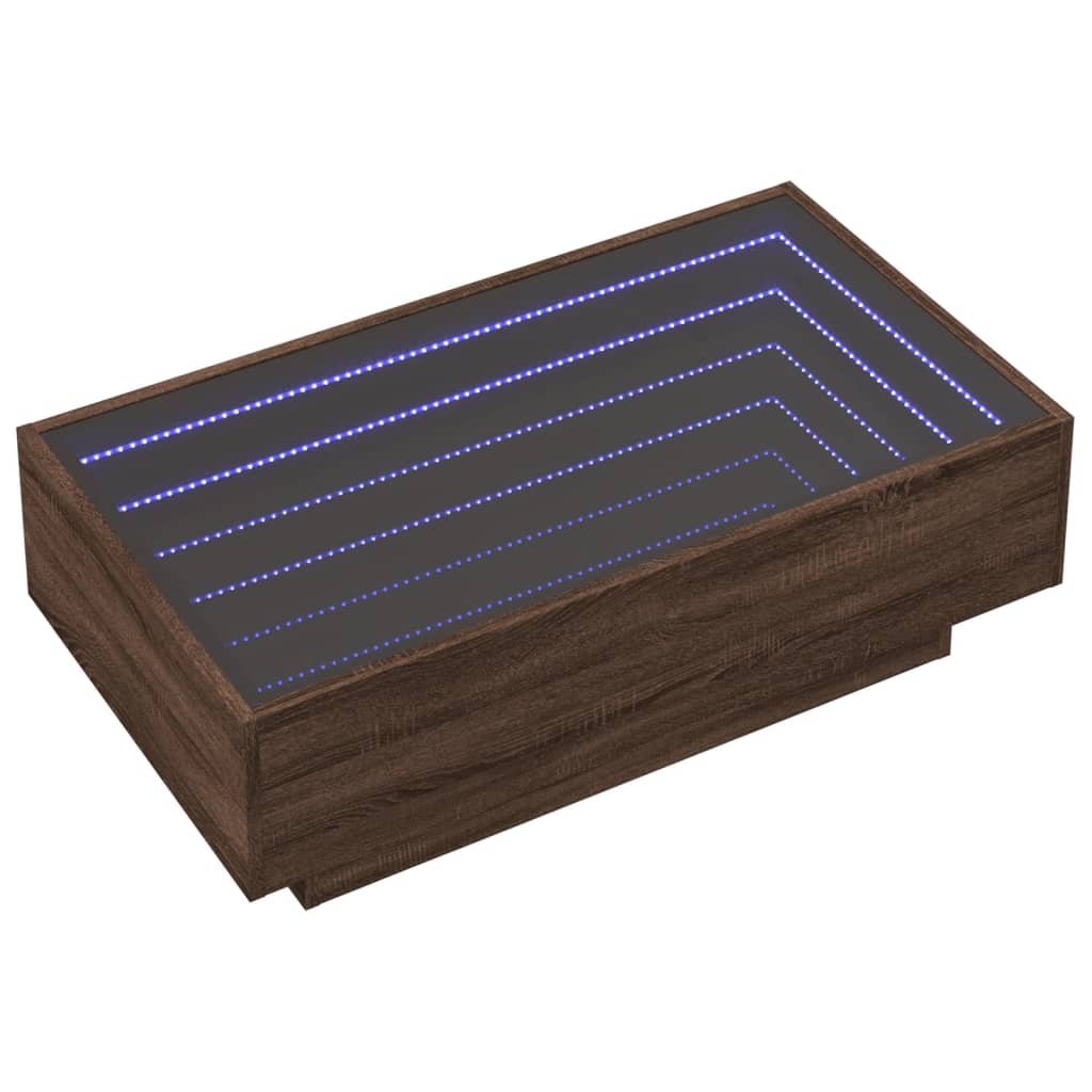Coffee Table with LED Brown Oak 90x50x30 cm Engineered Wood