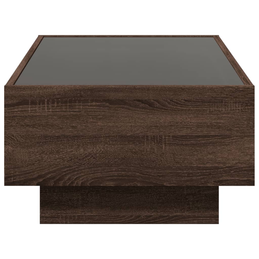 Coffee Table with LED Brown Oak 90x50x30 cm Engineered Wood